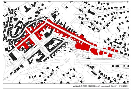 Lageplan-BID Business Improvement District. Oder: Wie weit reicht die Liebe für Diez?