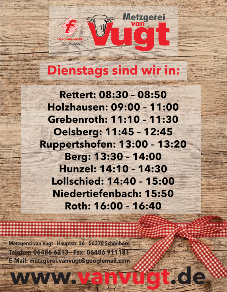 Dienstag-1-797x1024 Metzgerei van Vugt – ist in 27 Dörfern im Rhein-Lahn-Kreis präsent