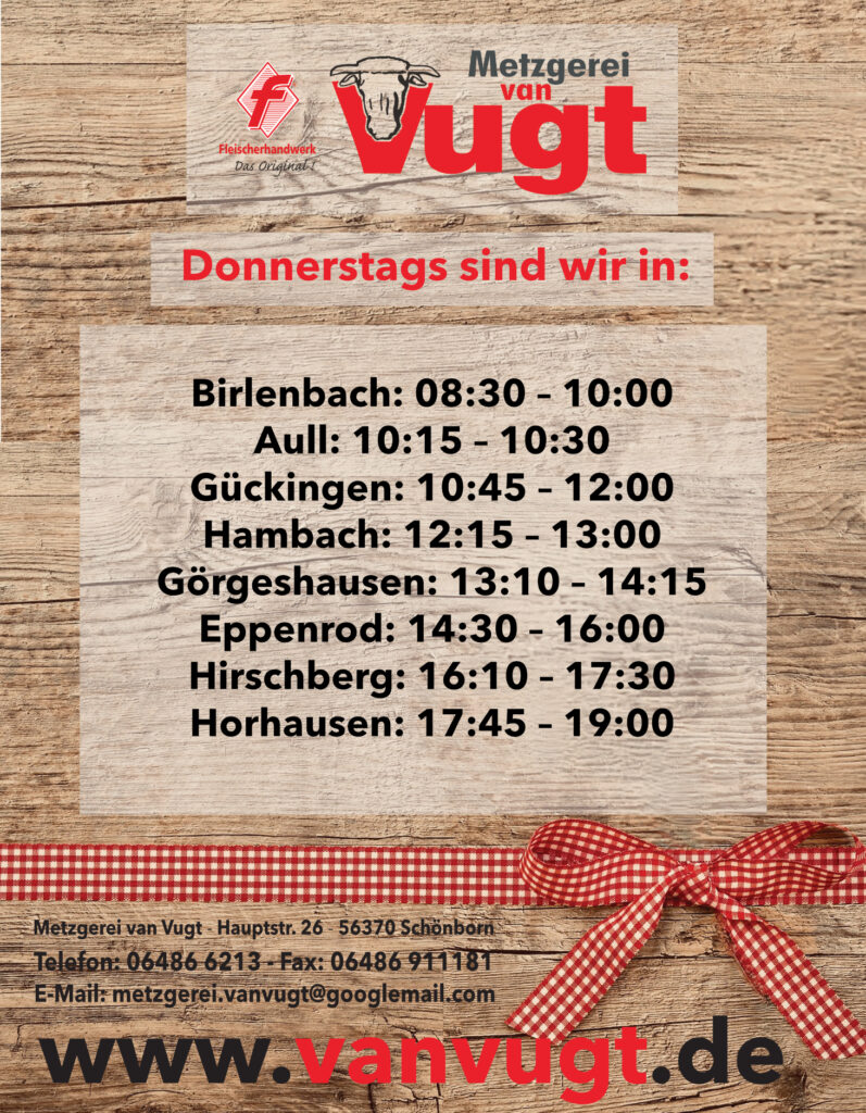 Donnerstag-797x1024 Metzgerei van Vugt – ist in 27 Dörfern im Rhein-Lahn-Kreis präsent